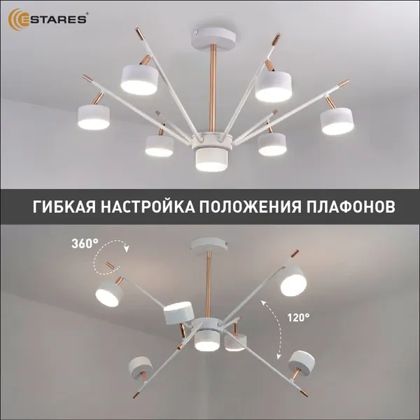 Люстра Estares Atena 7хGX53 R-750x350-WHITE/GOLD-220-IP20