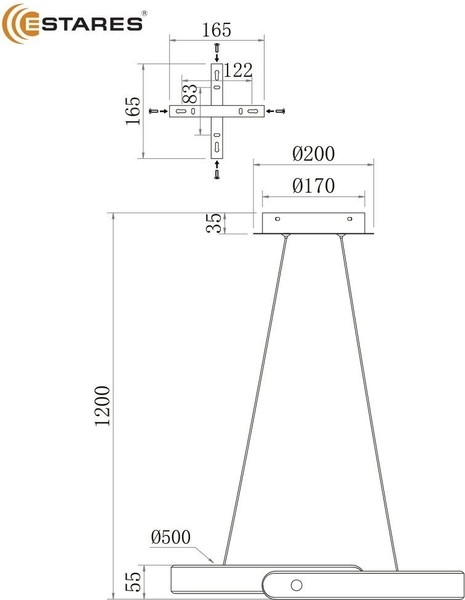 Люстра Estares Mary 86W 2C-APP-500x1200-WHITE/WHITE-220-IP20