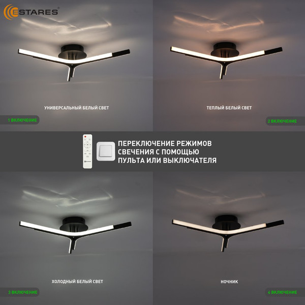 Люстра Estares Ruby 60W 3L-RC-600x90-BLACK/WHITE-220-IP20