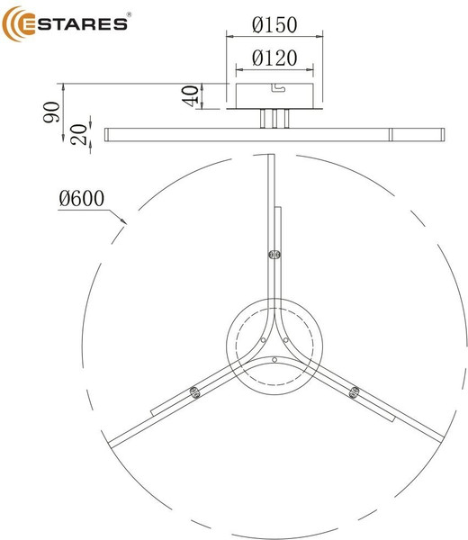 Люстра Estares Ruby 60W 3L-RC-600x90-BLACK/WHITE-220-IP20