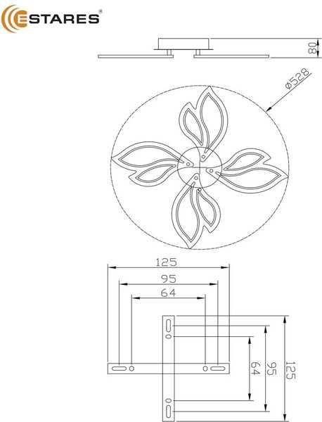 Люстра Estares Astra 80W 4F-APP-528x80-WHITE/WHITE-220-IP20