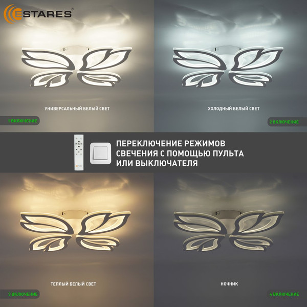 Люстра Estares Astra 80W 4F-APP-528x80-WHITE/WHITE-220-IP20