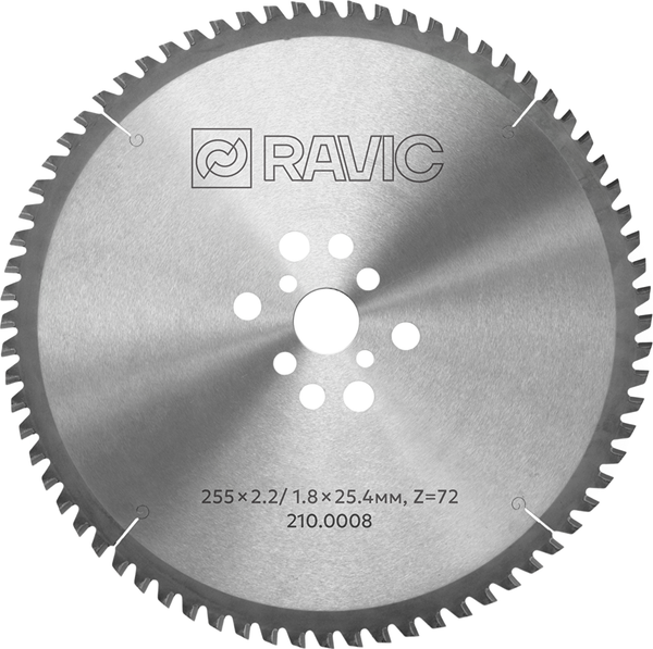 Пильный диск Ravic по стали и сэндвич-панелям 255x2.2/1.8x25.4мм Z=72 - фото
