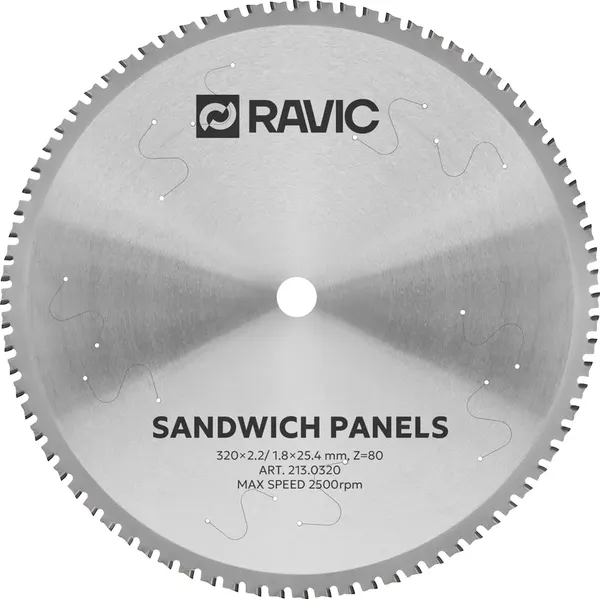 Пильный диск Ravic по стали и сэндвич-панелям 320x2.2/1.8x25.4мм Z=80 - фото