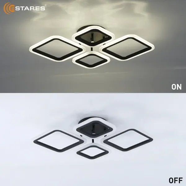 Люстра Estares Oval 60W 4S-RC-600x445x95-BLACK/WHITE-220-IP20