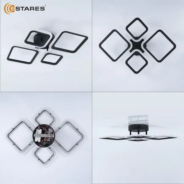 Люстра Estares Oval 60W 4S-RC-600x445x95-BLACK/WHITE-220-IP20