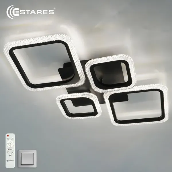 Люстра Estares Oval Prizma 80W 4S-RC-725x423x80-BLACK/CLEAR-220-IP20 - фото