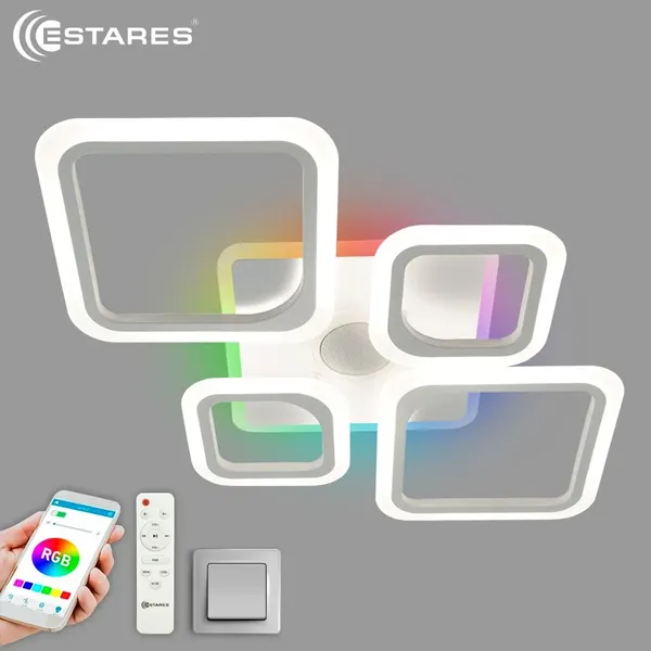 Люстра Estares Oval RGBmusic 85W 5S-APP-725x460x80-WHITE/WHITE-220-IP20 - фото