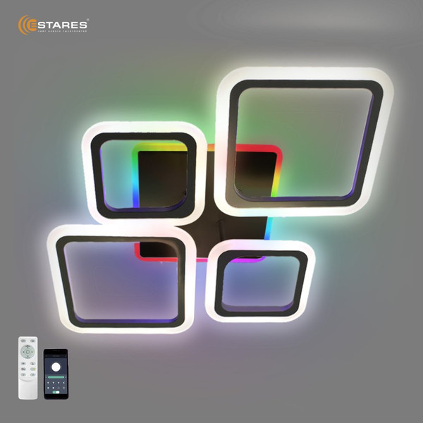 Люстра Estares Oval RGB 75W 5S-APP-725х500х93-BLACK/WHITE-220-IP20 Ч - фото