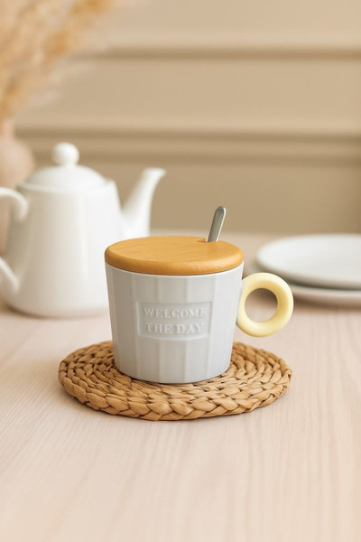 Кружка с ложкой ILikeGift Welcome the day ULB-485-1-04 - фото