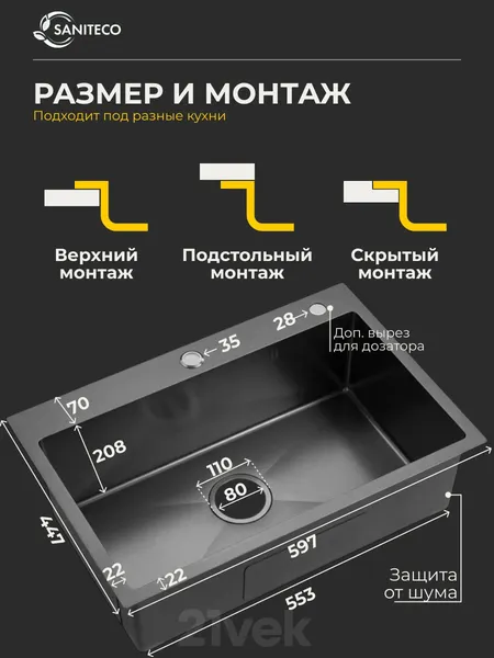 Мойка кухонная Saniteco LD0254