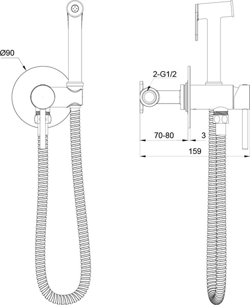 Гигиенический душ со смесителем Oliveeka OL-829902-BG