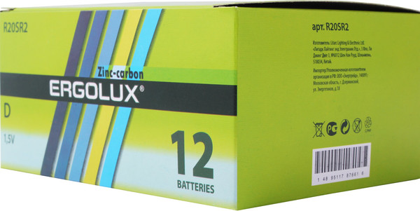 Комплект батареек Ergolux R20 SR2 / 12442 - фото