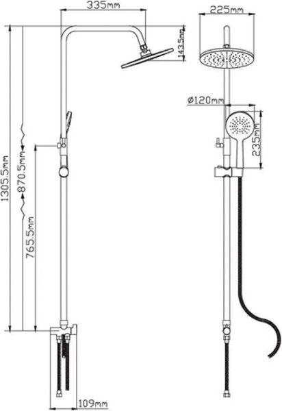 Душевая система Potato P3500BL