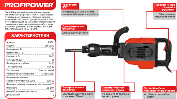 Отбойный молоток Profipower ОМ-2000 / E0301