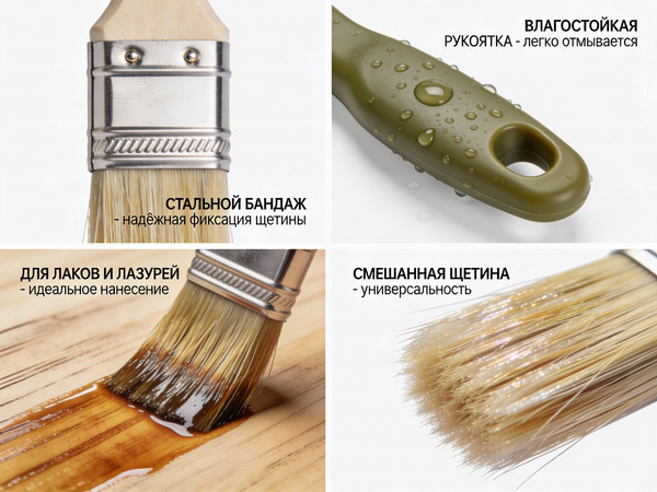 Кисть малярная Toolberg Плоская Микс стандарт 25мм пластиковая рукоятка