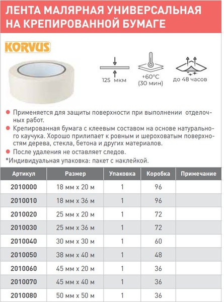 Лента малярная Лакра Креп 38мм