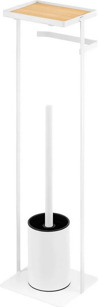 Стойка для туалетной бумаги с ершиком El Casa Белая / 240473 - фото