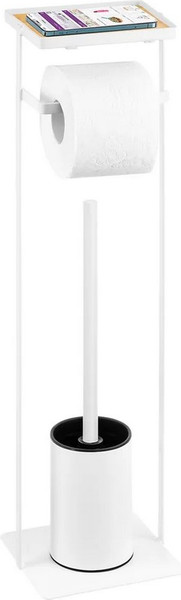 Стойка для туалетной бумаги с ершиком El Casa Белая / 240473