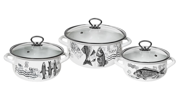 Набор кастрюль КМЗ Рыба-1-Экстра стиль / 61915 - фото