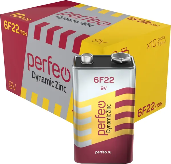 Комплект батареек Perfeo Dynamic Zinc 6F22/1SH - фото
