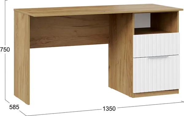 Письменный стол ТриЯ Хилтон 1350 Тип 3 / 290017 (дуб крафт золотой/белый матовый)