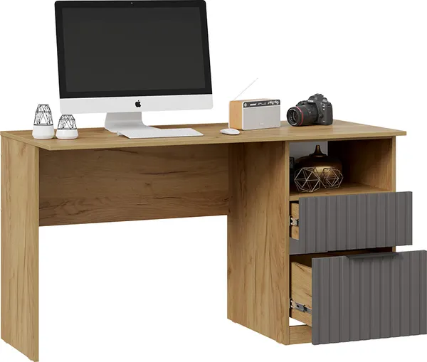 Письменный стол ТриЯ Хилтон 1350 Тип 3 / 290018 (дуб крафт золотой/графит матовый)