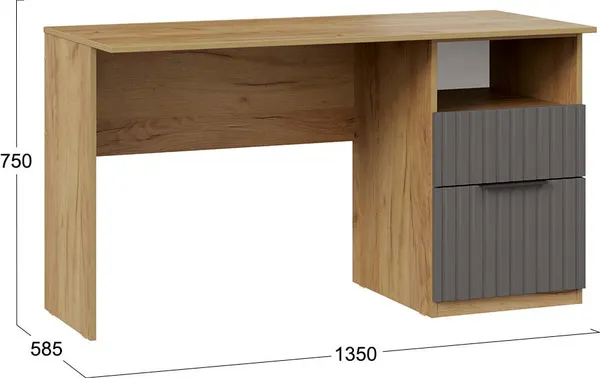 Письменный стол ТриЯ Хилтон 1350 Тип 3 / 290018 (дуб крафт золотой/графит матовый)