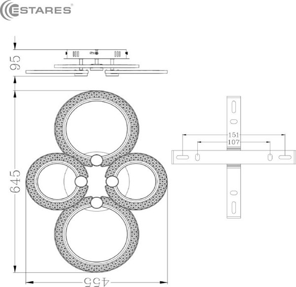 Люстра Estares Tire 60W 4R-APP-645x455x95-WHITE/CLEAR-220-IP20