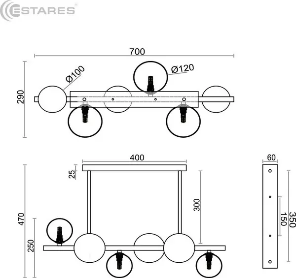 Люстра Estares Filicia 6xG9 R-700x280x470-Bronze/White