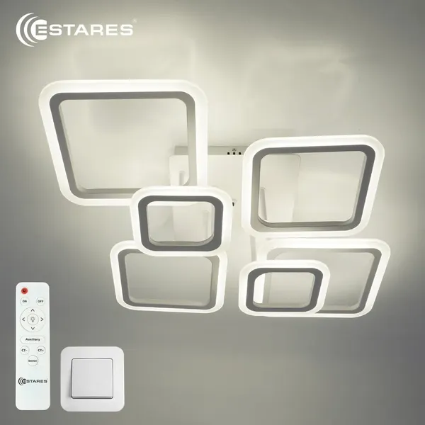 Люстра Estares Oval 90W 6S-RC-810x600x175-WHITE/WHITE-220-IP20 - фото