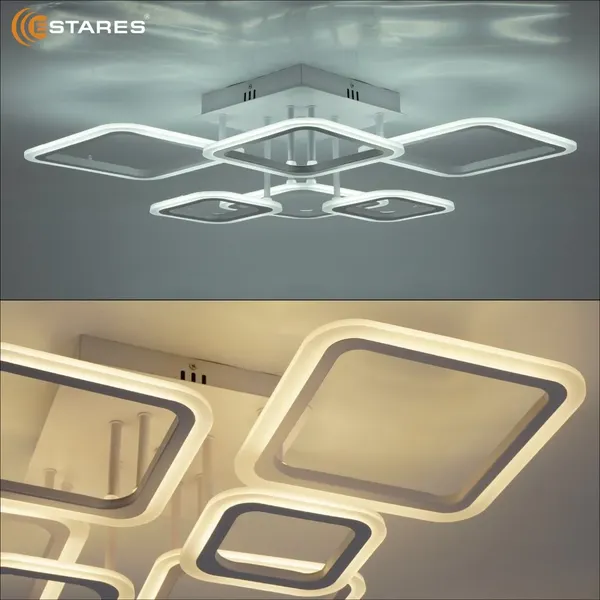 Люстра Estares Oval 90W 6S-RC-810x600x175-WHITE/WHITE-220-IP20