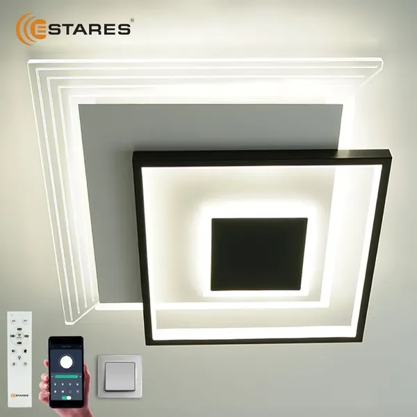 Люстра Estares Vetro 65W 3S-APP-410x410x55-BLACK/WHITE/CLEAR-220-IP20 - фото