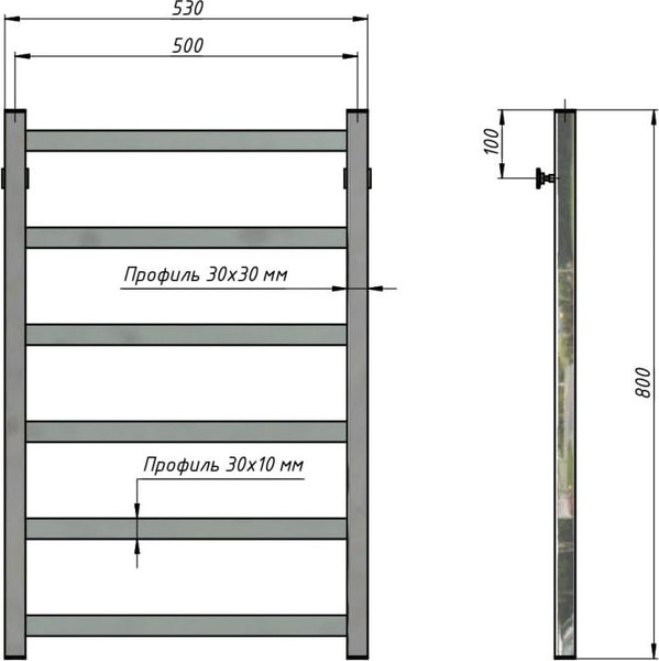 Полотенцесушитель водяной Stinox Palermo 50x80 / pal80r9003