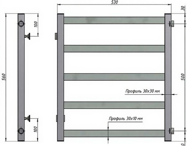 Полотенцесушитель водяной Stinox Prestige 50x60 / pr60b-1