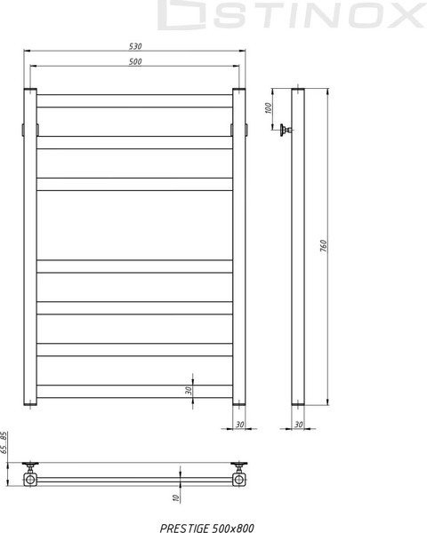 Полотенцесушитель водяной Stinox Prestige 50x80 / pr80s