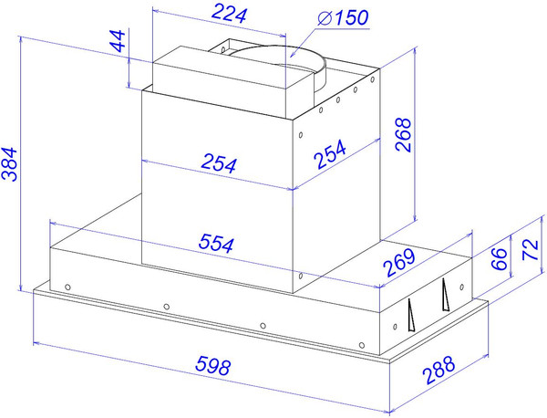 Вытяжка скрытая ZORG Nevada 1260 60 S-GC