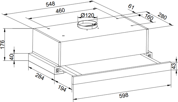 Вытяжка телескопическая ZORG Slim 1030 60 S