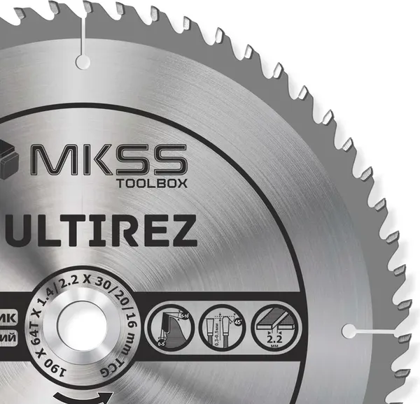 Пильный диск MKSS 190х64Тх1.4/2.2х30/20/16мм / MU19006430