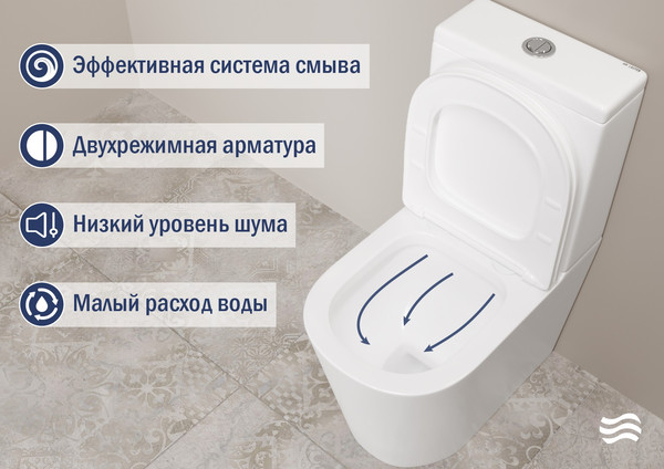 Унитаз напольный Lauter W76 P-TRAP 21122762 + гигиенический душ Mild 21LT072BM