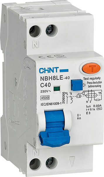 Дифференциальный автомат Chint NBH8LE-40 1P+N C32 30мА тип AС 4.5кА / 206065 - фото