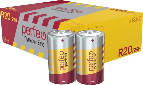 Комплект батареек Perfeo Dynamic Zinc PF R20/2SH - фото