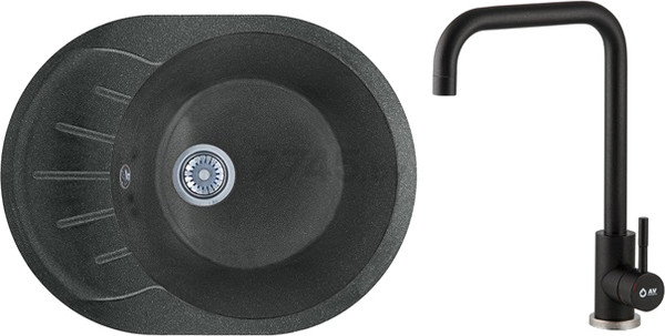Мойка кухонная со смесителем AV Engineering AV580450RBK+S - фото