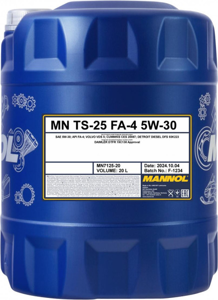 Моторное масло Mannol TS-25 7125 FA-4 SAE 5W-30 / MN7125-20 - фото