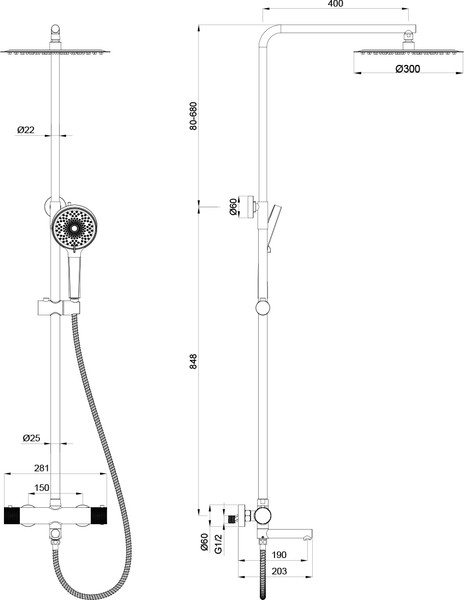 Душевая система со смесителем Oliveeka OL-739902-BN