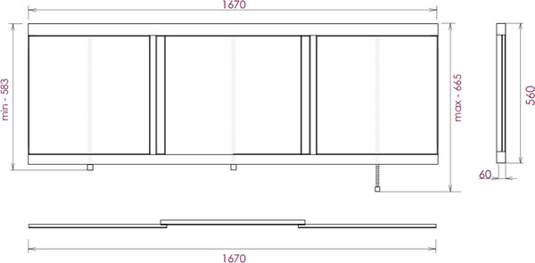 Экран для ванны Onika Одио Нова XL 170 / 517019