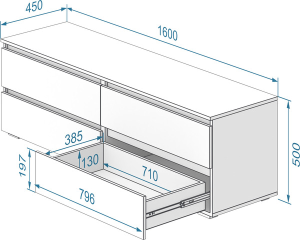 Тумба Кортекс-мебель Бари 160 4ш