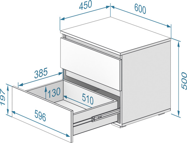 Прикроватная тумба Кортекс-мебель Бари 60 2ш