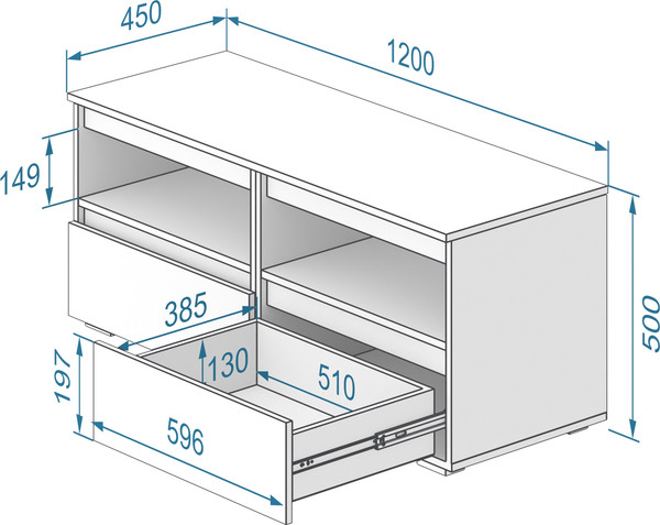 Тумба Кортекс-мебель Бари 120 2ш-2 под ТВ
