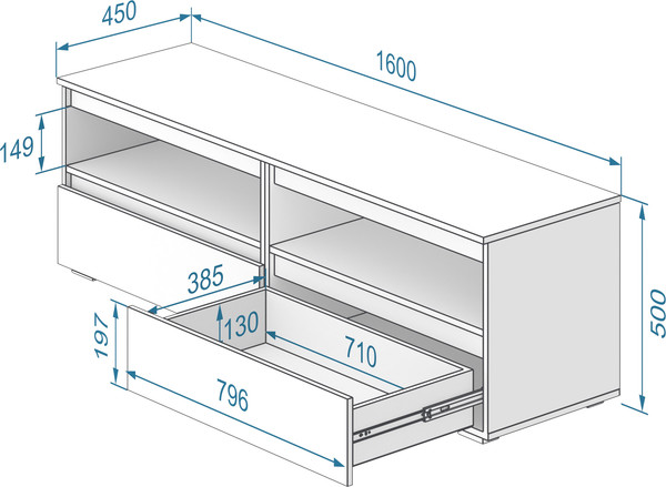 Тумба Кортекс-мебель Бари 160 2ш-2 под ТВ